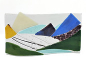 Abstract fused glass landscape