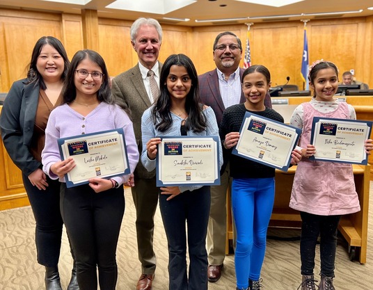 2025 Words in Action Contest winners Leisha Mekala, Sonakshi Diwivedi, Amaya Demery and Itisha Budamagunta