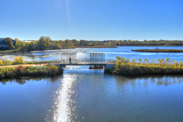 Purgatory creek bridge aerial view