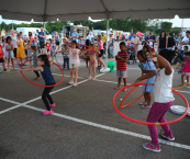 Kids hula hooping