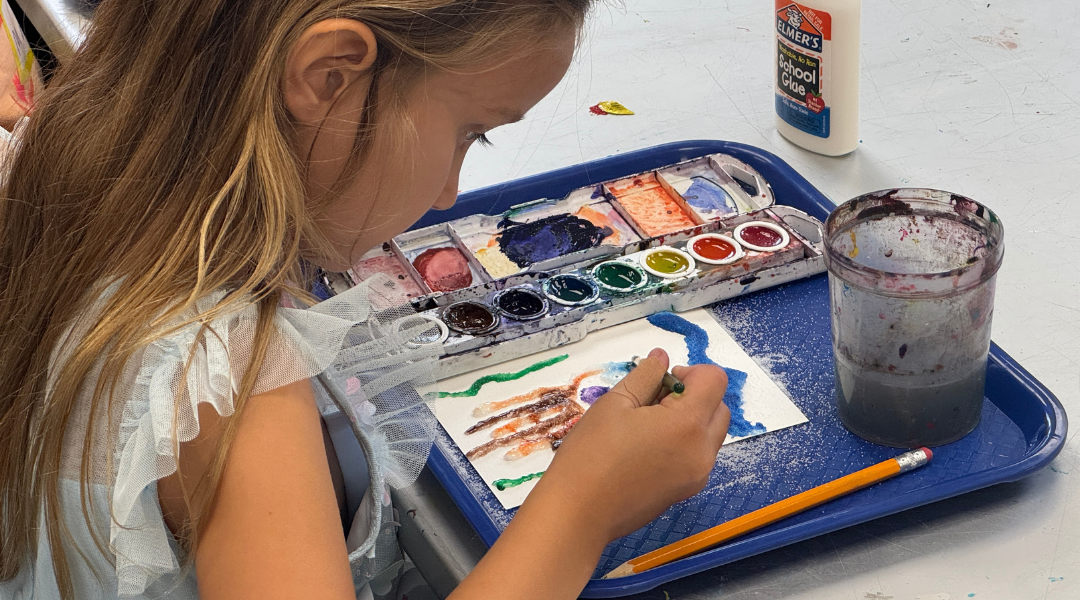 Close-up of girl painting
