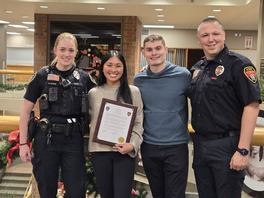 Officer Serena Haglin, Sundari Saengdara, Rory Bakke, Firefighter Collin O'Brien
