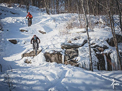 A biker rides America's first lift-served downhill trail at Spirit Mountain