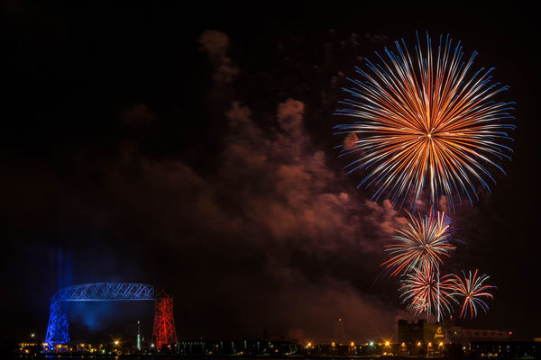 Fireworks over the Aerial Lift Bridge in Duluth