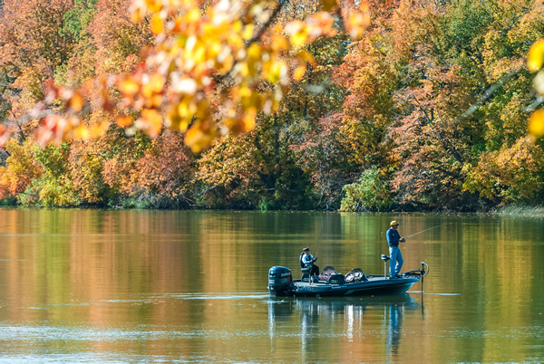 image of fall fishing in a lake along the Lake Country Scenic Byway