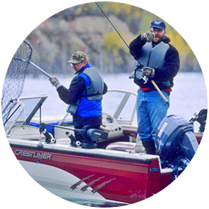 Fall trout fishing in a mine lake on the Iron Range