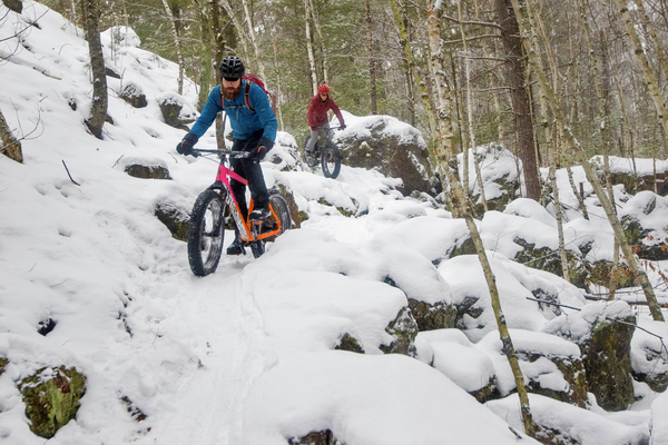 two winter bikers at Cuyuna
