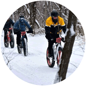 three fat bike racers
