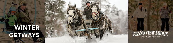 Winter getaways ad for Grand View Lodge