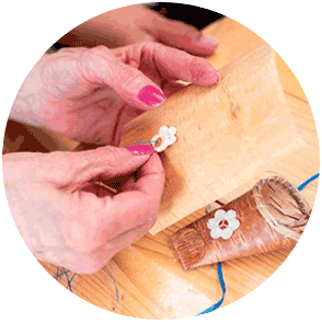 Woman doing Birch Bark crafts