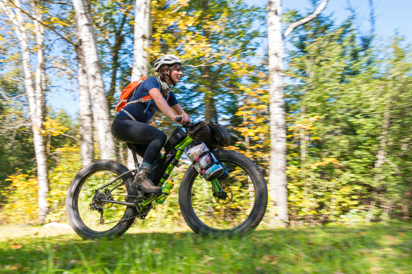 Womnan bikepacking in Superior National Forest
