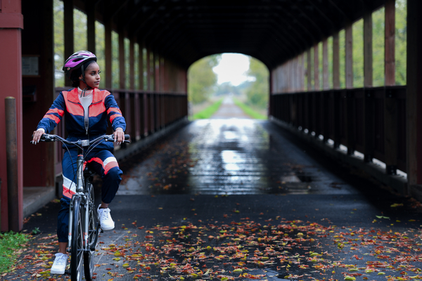 Woman riding on Lake Wobegon Trail