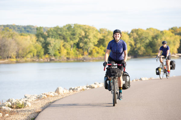 Women biking on Mississippi River Trail