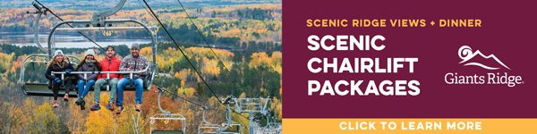 an ad to ride the chairlift in fall at Giants Ridge