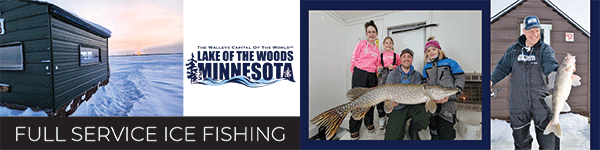 an ad to visit Lake of the Woods this winter for full service ice fishing