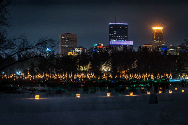 an image of the luminary loppet in Minneapolis at night