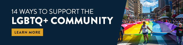 an ad to find out how to support the LGBTQ+ community in Minnesota