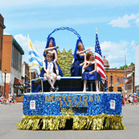 an image of people on a float in a parade