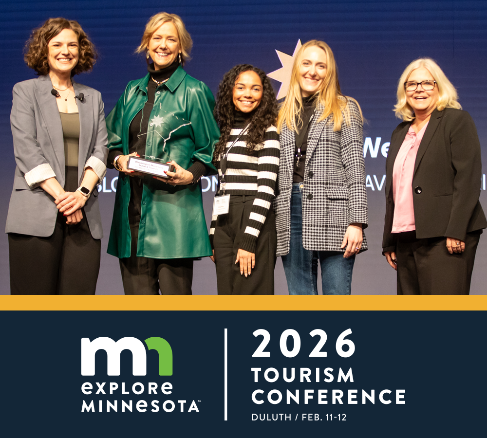 Explore Minnesota | 2026 Tourism Conference, Duluth / Feb. 11-12 | Explore Minnesota Executive Director posing with award winners