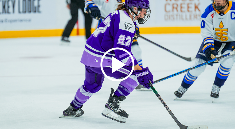 Taylor in action during a Frost game. Still leads to a social reel from a fan's perspective.