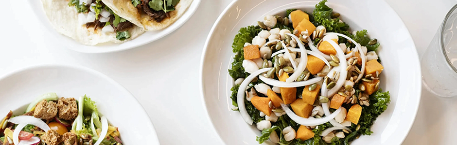 root vegetables and other garnishes in a beautiful salad bowl