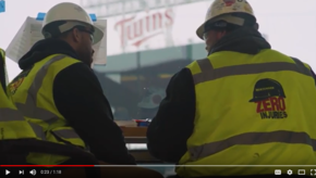 A member of an apprenticeship program is pictured working at Target Field. 