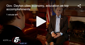 Governor Dayton sits for an interview with Eric Rasmussen of KSTP