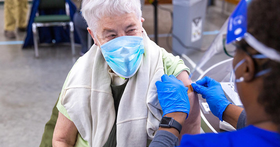 Senior Receiving Vaccine