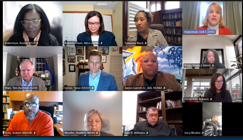 Governor Walz meets with African American Leaders over a virtual call.