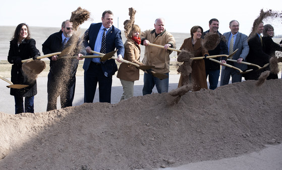 Governor Walz and Others Scoop Dirt with Shovels