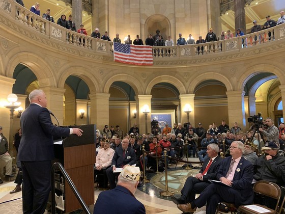 Governor Walz Addresses Veterans and Supports of Veterans in the Capitol Rotunda