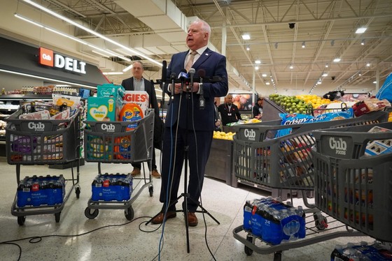 Governor Walz Holds a Press Conference at a Grocery Store