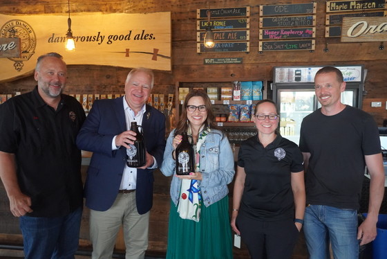 Governor Walz touring a Minnesota brewery 