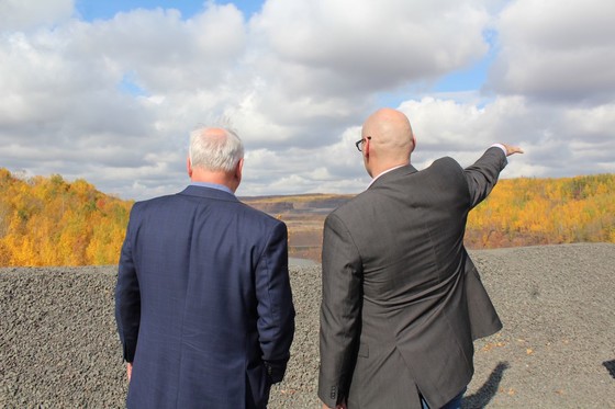 Governor Walz looks out at mining site