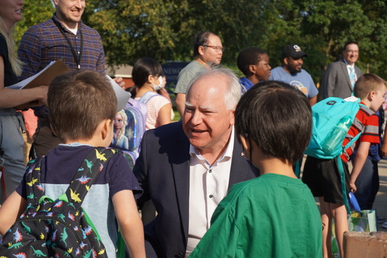 Governor Walz talks with kids