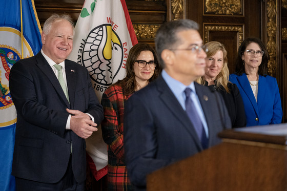 Governor Walz and Lt. Governor Flanagan speak with Secretary Becerra 