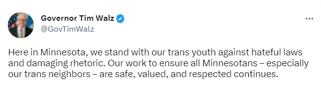 Gov Walz on trans rights youth