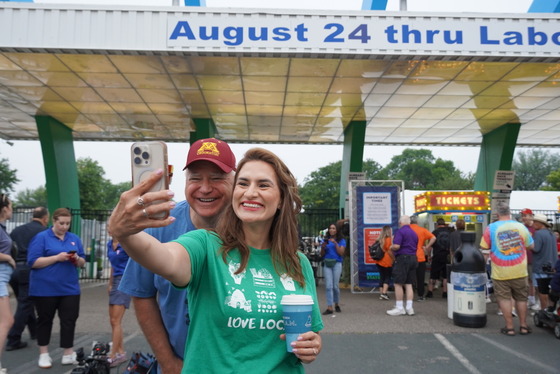 Governor Walz and Lt. Governor Flanagan at the gates of the state fair 