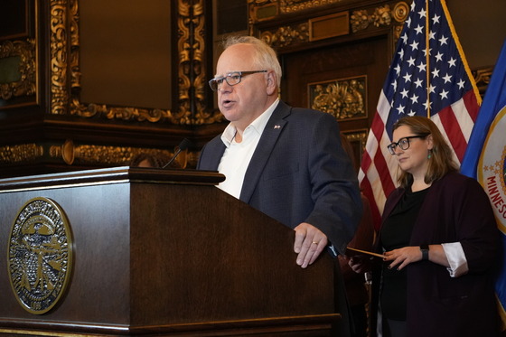 Governor Walz speaks to press about ways Minnesota is reducing utility costs.