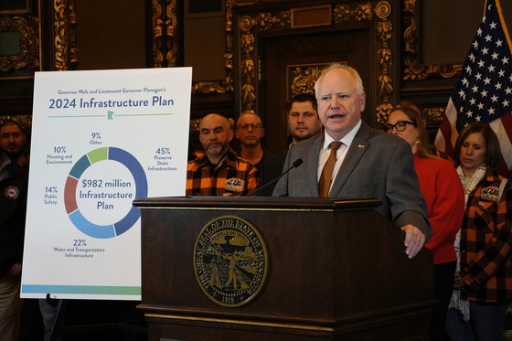 Governor Walz speaks to press from the Minnesota State Capitol