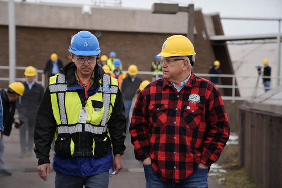 Governor Walz tours a wastewater treatment plant in Duluth.