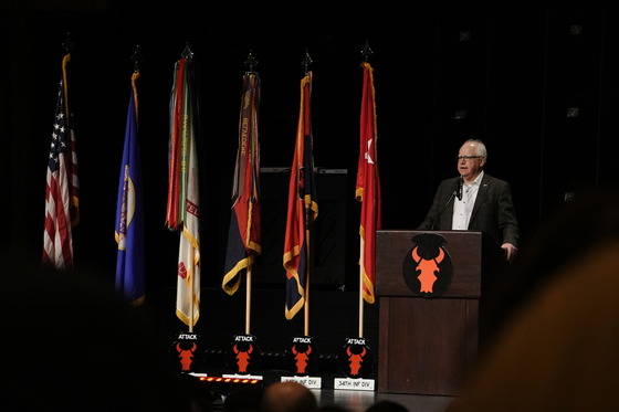 Governor Walz speaks to deploying soldiers.