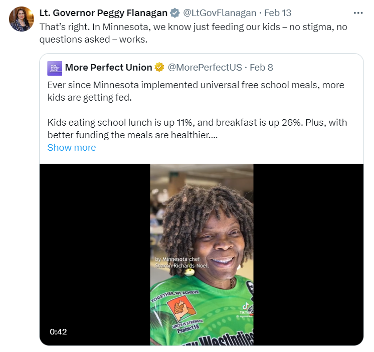 tweet on free school meals 