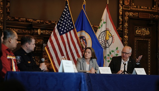 Governor Walz listens to speakers during a roundtable on the Opioid Epidemic