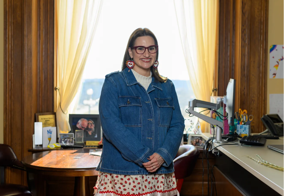 Lt. Governor Flanagan poser for a picture in her office