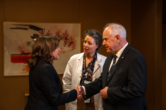 Governor Walz greets Vice President Harris at Planned Parenthood in Saint Paul