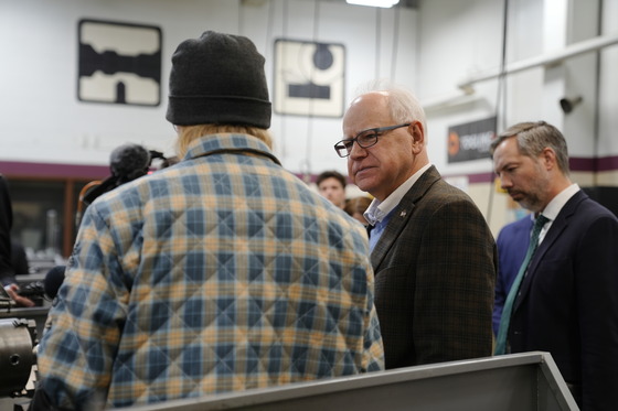 Governor Walz hears from a student at Hennepin Technical College