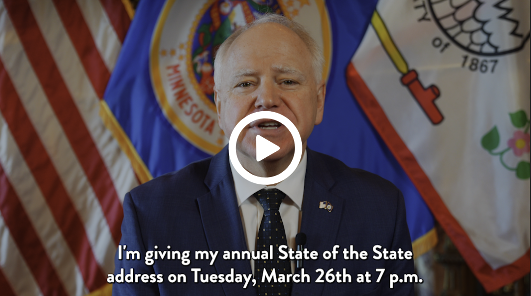 Governor Walz invites Minnesotans to tune in to his annual State of the State address