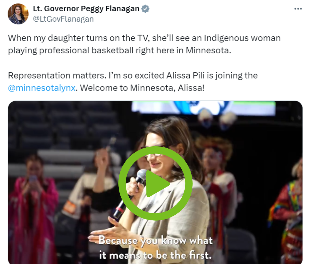 Lieutenant Governor Flanagan welcomes Alissa Pili to the Minnesota Lynx