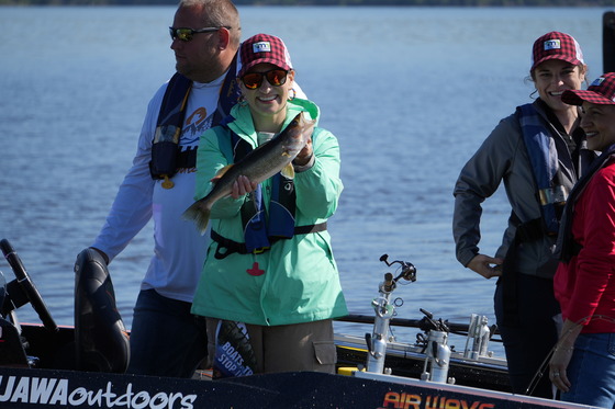 Lt. Governor Flanagan catches a walleye on Lake Pepin